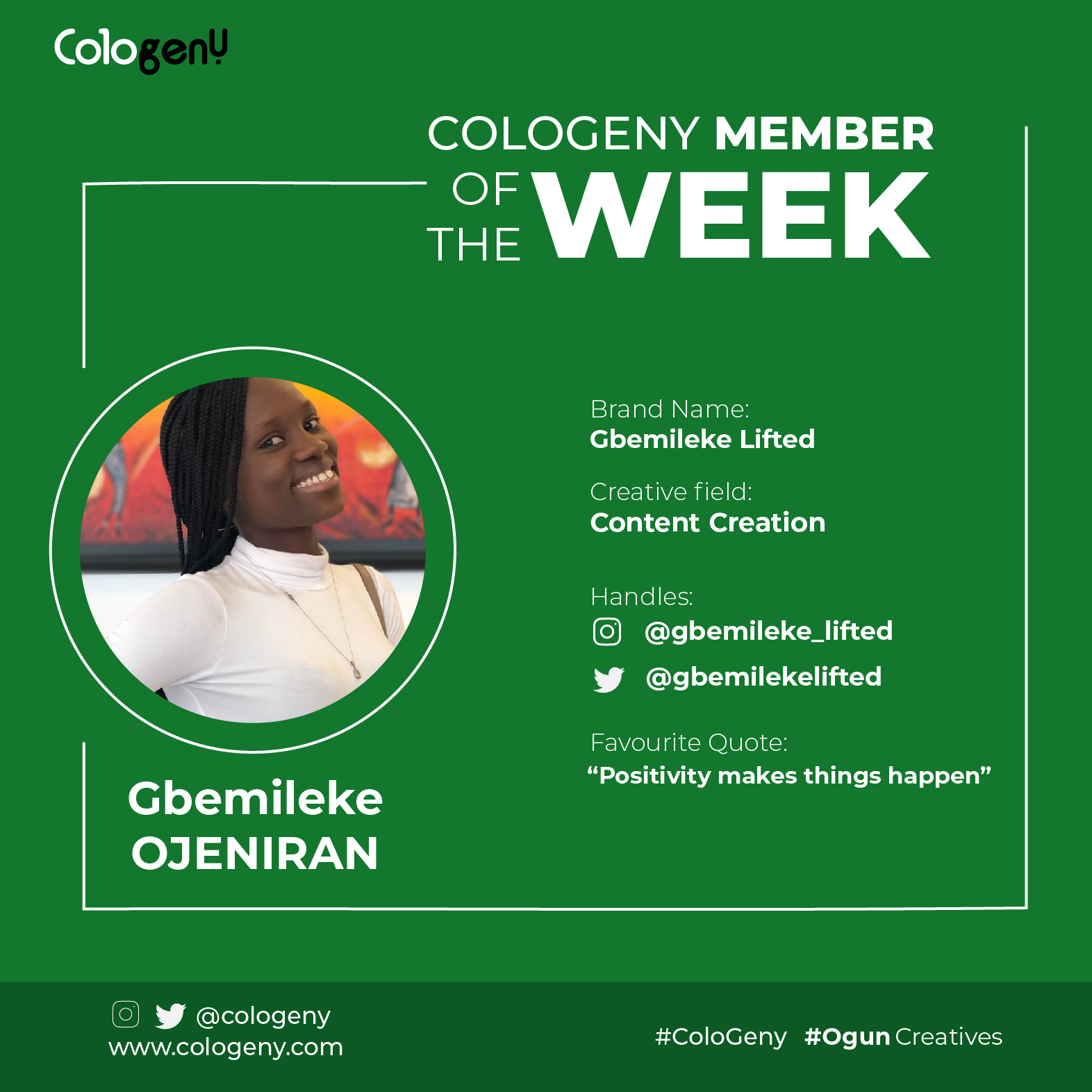 Read more about the article COLOGENY MEMBER OF THE WEEK 10